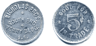 Nicholaus Brothers 5-cent token