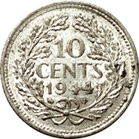 Fig 6. The Netherlands 10 Cents 1944–S