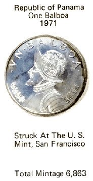 Fig 12. Panama 1 Balboa 1971 (S) with mintage card